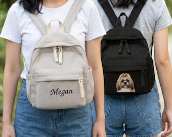 Cord-Rucksack für Mädchen und Teenager – Personalisierbar mit individueller Textstickerei und Bilddruck