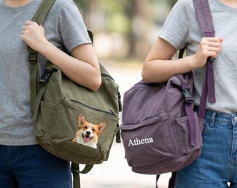 Canvas-Rucksack – Geschenk für Reisen und Schule, personalisierbare Tasche, Geschenk für Männer, Frauen, Kinder und Jugendliche