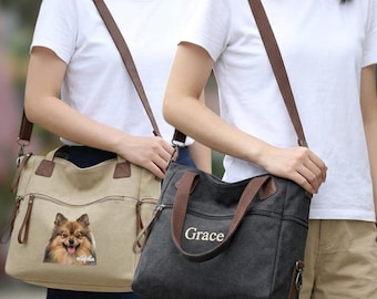 Canvas-Umhängetasche – Individuelle Textstickerei, Print-on-Demand-Bild, Messenger-Tasche