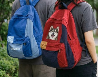 Canvas-Rucksack – Personalisierte Stickerei mit individuellem Text, Druck auf Anfrage, Schul-, Laptop- und College-Rucksack
