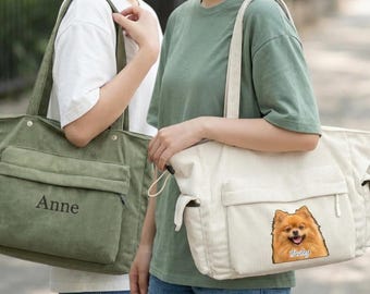 Canvas-Tragetasche für Pendler – Individuelle Textstickerei, Druck auf Anfrage, personalisierte Schultertasche für Studenten