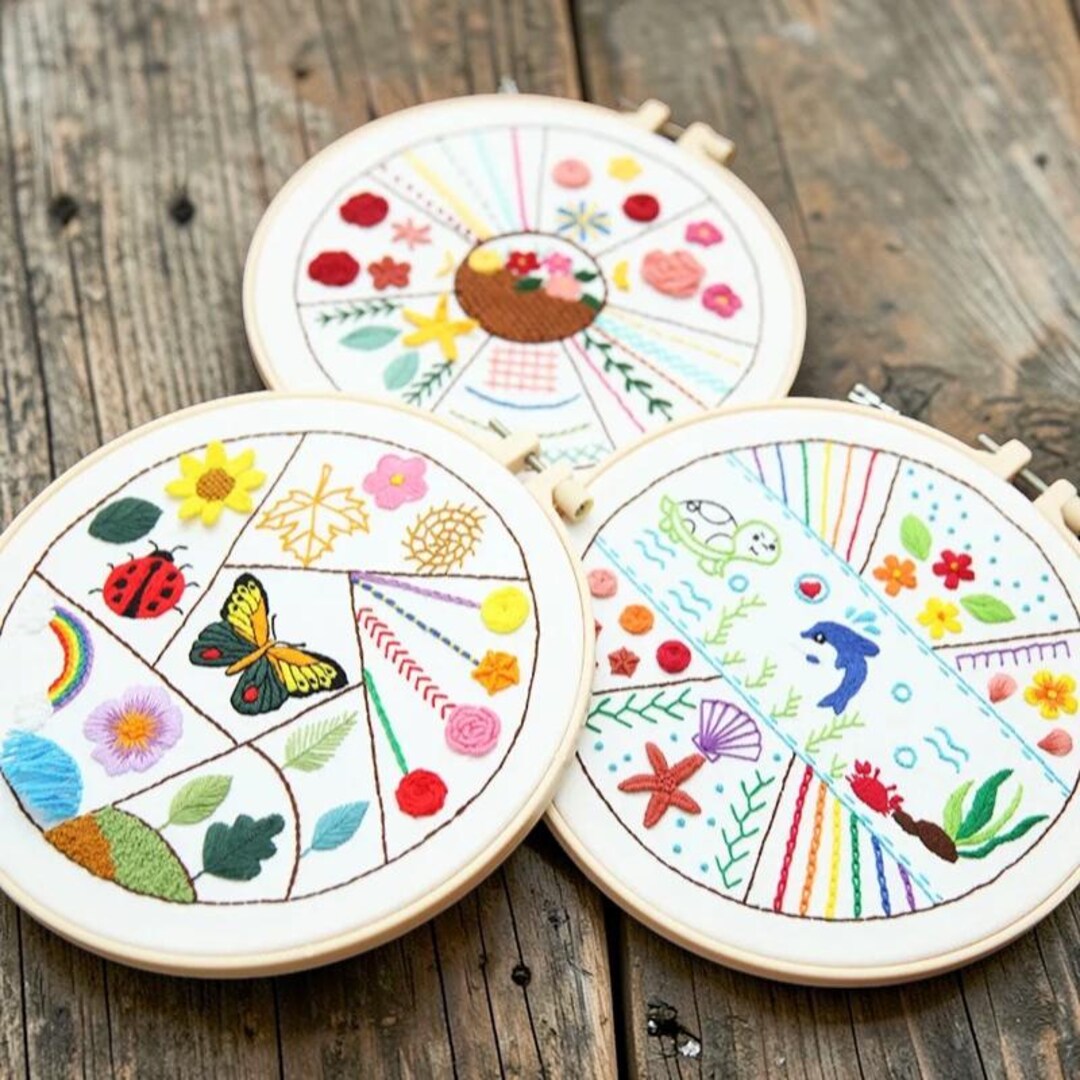 Beginner Embroidery Practice Kit Set of 3 - DIY Hand Stitch Sampler ...