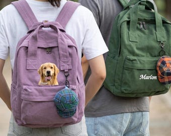 Canvas-Rucksack – Individuelle Textstickerei (Print-on-Demand), Laptop-Rucksack für Pendler und Reisende (Unisex)