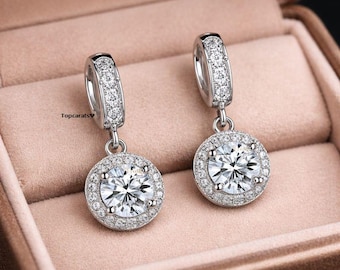 925 Sterling Silver Moissanite Earrings | Diamond Alternative | Anniversary Gift for Her