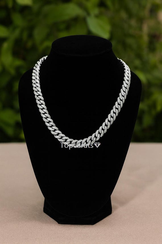 8.5mm Iced Out CZ Miami Cuban Link Chain 925 Silver Men's Necklace