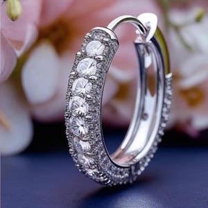 Small Moissanite Hoop Earrings – 925 Silver, Minimalist Sparkle, Bridal or Anniversary Gift Birthday Gift