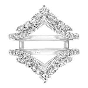 Moissanit-ringförstärkare: 14K vitguldpläterad sterlingsilverskydd