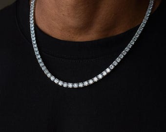 Iced Out Baguette CZ Tennis Chain: Solid 925 Sterling Silver - Etsy