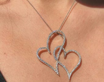 925 Silver Moissanite Open Heart Necklace – Sparkling Heart Pendant, Anniversary Gift