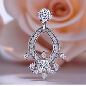 Moissanite Dangle Earrings Silver – Elegant Drop Earrings, Sterling Silver Wedding Jewelry, Gift for Her Birthday Gift