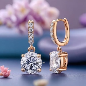 Moissanite Drop Earrings in 925 Sterling Silver - Delicate and Timeless Jewelry for Her