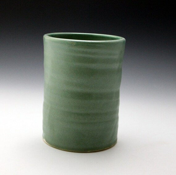 Items similar to Kitchen CrockUtensil Holder Sage Green Handmade