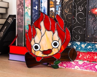 Calcifer Stained Glass Ornament, Fire Spirit Suncatcher, Anime Window Hanging, Howl's Moving Castle Inspired Gift, Fantasy Decor