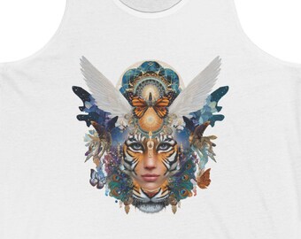 Festive Tiger Face Unisex Tank | Butterfly Nature Lover Design | Nature Lover Gift