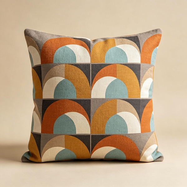 Mid Century Modern Retro Pillow Cover, Boho Abstract Geometric Cushion Case, Decorative Throw Pillow Cover for Living Room Sofa Home Decor