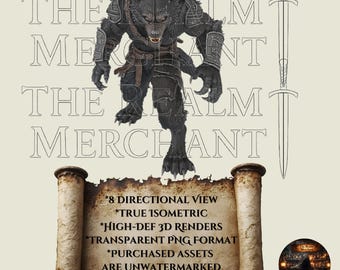 Werewolf Isometric PNG Set, 8-Directional VTT Asset (Digital Download)