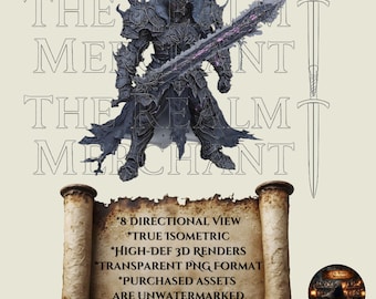 Abyssal Dreadknight Isometric PNG Sprites, 8-Directional VTT Asset (Digital Download)
