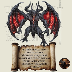 Recurso de Demon VTT, PNG isométrico de 8 direcciones, fondo transparente (descarga digital)