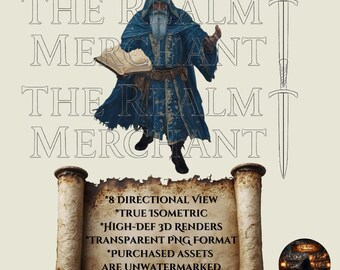 Isometric Wizard VTT Token – 8-Way Directional Fantasy RPG Sprite (Digital Download)
