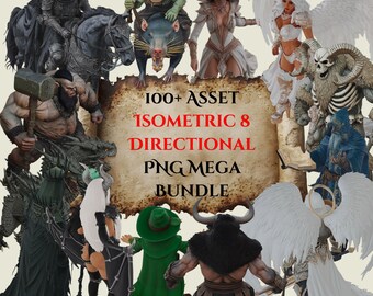 8-Directional 100+ Asset Mega Bundle Vol 1. Transparent Isometric PNG Sprite Set (Digital Download)