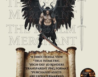 Fallen Angel Isometric PNG Set, 8-Directional VTT Asset (Digital Download)