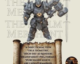 Eclipse Warden Isometric PNG Set, 8-Directional VTT Asset (Digital Download)