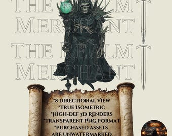 Isometric Lich PNG Set, 8-Directional VTT Asset, Transparent Background (Digital Download)
