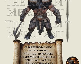 Minotaur Isometric PNG Set, 8-Directional VTT Asset (Digital Download)
