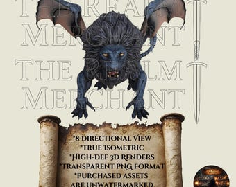 Manticore Isometric PNG Set, 8-Directional VTT Asset (Digital Download)