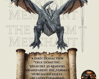 Wyrmtail Dragon VTT Tokens, 8-Way Isometric PNG Sprites (Roll20) (Digital Download)