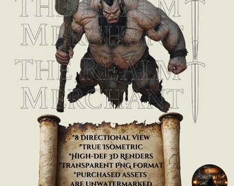 Ogre Isometric PNG Set, 8-Directional VTT Clipart (Digital Download)