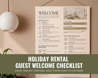 Urlaub als Gast Willkommen Checkliste | Anpassbare Canva Vorlage
