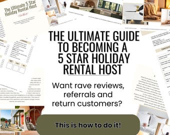 Holiday Rental Host Toolkit | 5 Star Reviews Workbook + Cleaning Checklist + Guest Guide Checklist | Printable PDF