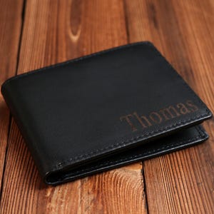 Personalized Leather Men Wallet, Engraved Genuine Leather Custom Wallet, Anniversary Gift For Him, Husband, Boyfriend, Men, Father, Dad