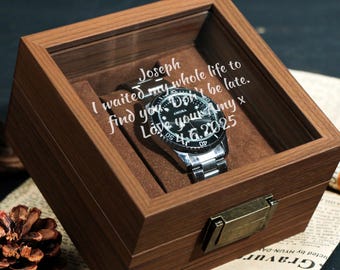 Caja de reloj personalizada para hombre, caja de reloj de una sola ranura, caja de reloj de madera hecha a mano, regalo para papá, regalo de cumpleaños