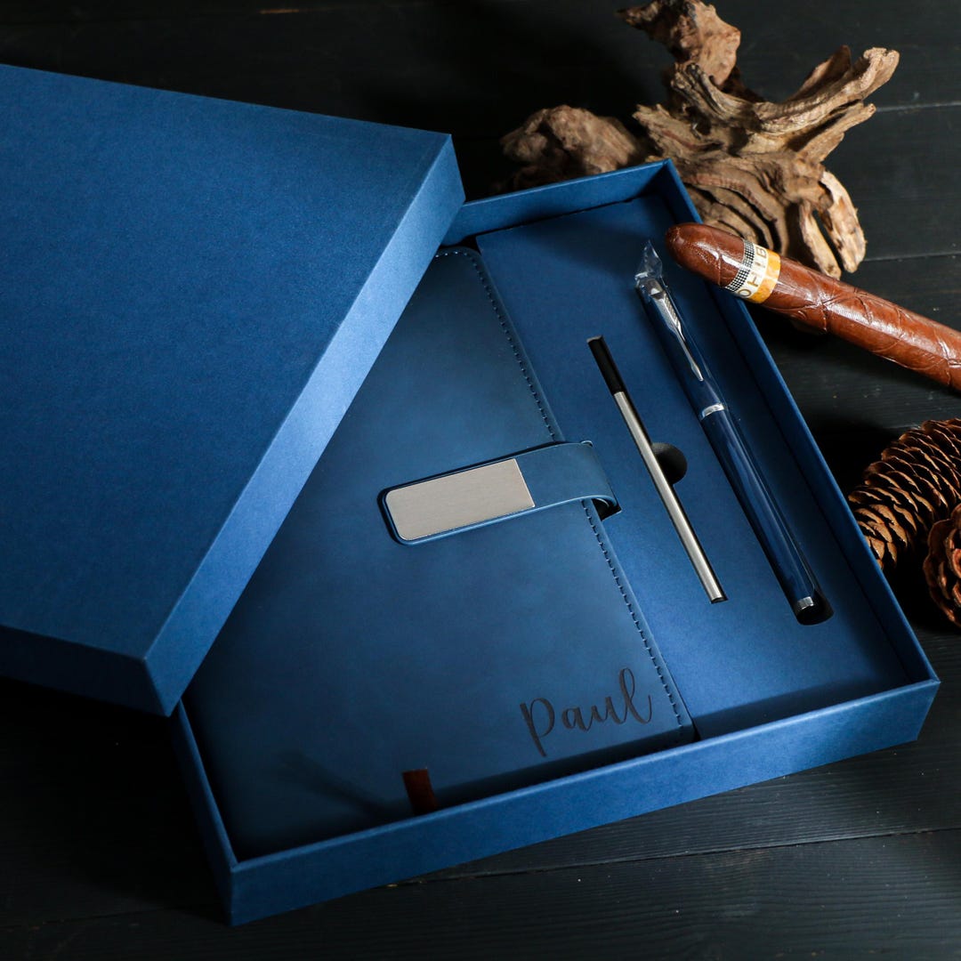 Custom Engraved Notebook With Pen, Leather Notebook Set, End of Year ...
