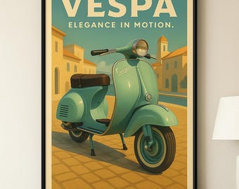 Vintage Vespa Scooter Print: Retro Italian Moped Wall Art (Digital Download 300 DPI)