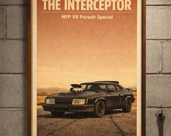 Mad Max Interceptor Poster Digital Download - Vintage Movie Car Print - 80s Film Wall Art Gift