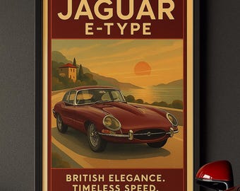 Jaguar E-Type Art Print: Vintage Sports Car, Retro Automotive Decor (Digital Download)
