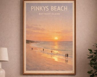 Pinkys Beach Rottnest Island Poster – Vintage Sunset Wall Art (Digital Download)