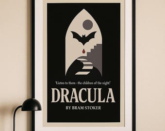 Dracula Art Print: Minimalist Gothic Book Cover, Dark Academia Decor (Digital Download)