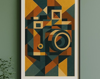 Cubist Film Camera Art Print: Mid-Century Modern Photography (Digital Download)