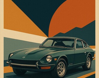Datsun 240Z Poster: Retro Japanese Sports Car Print (digital