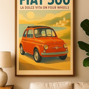 Vintage Fiat 500 Poster: Retro Italian Car Print (Digital Download)