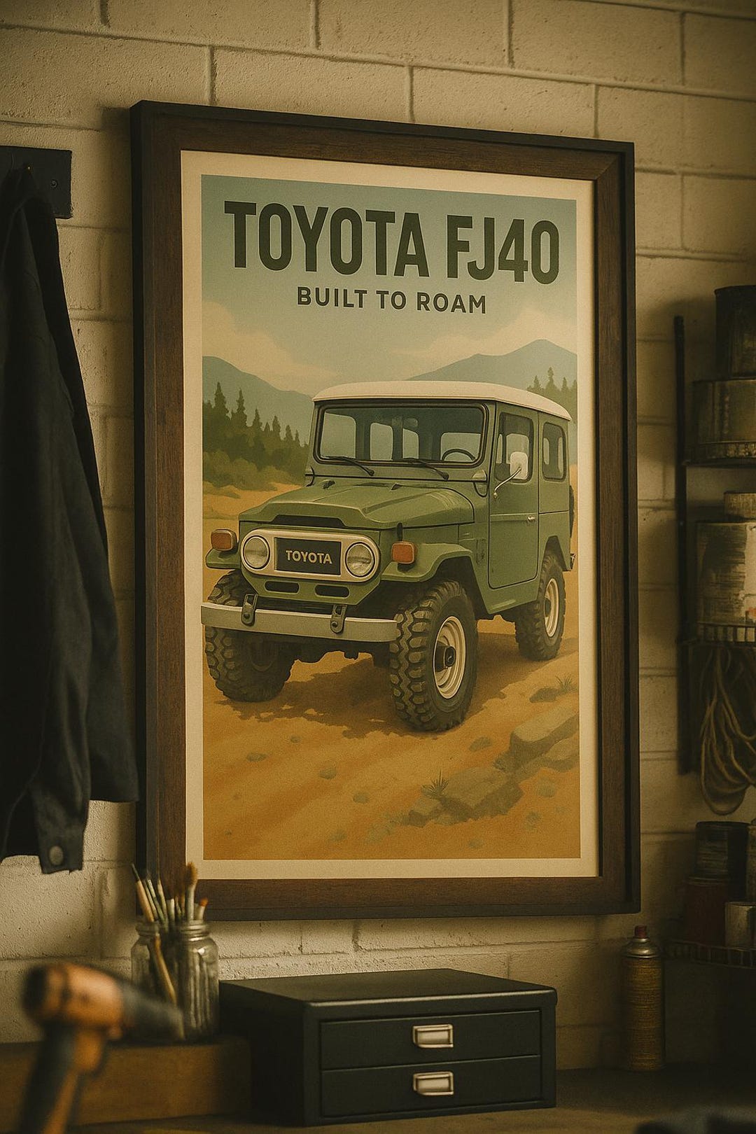 Vintage Toyota FJ40 Land Cruiser Poster Off road 4x4 Art digital vintage-toyota-fj40-land-cruiser-poster-off-road-4x4-art-digital
