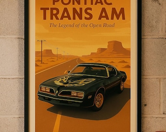 Pontiac Trans Am Print – Vintage Muscle Car, Retro Automotive Decor (Digital Download)