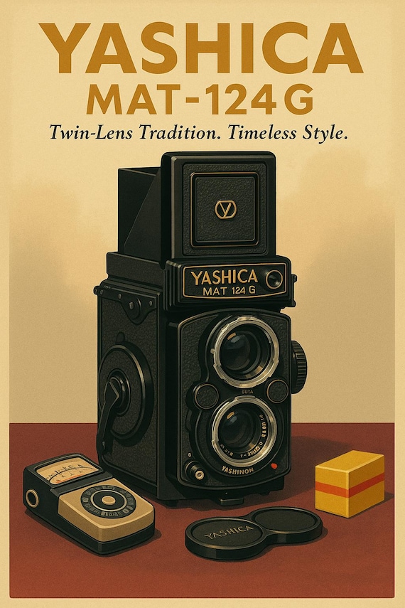 Yashica Mat 124G - Mid-century Vintage Camera Print, Retro Twin