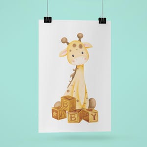 Cute Baby Giraffe Poster for Nursery Decor, Wall Art Print, Baby Shower Gift, Kids Room Decoration, Playroom Art