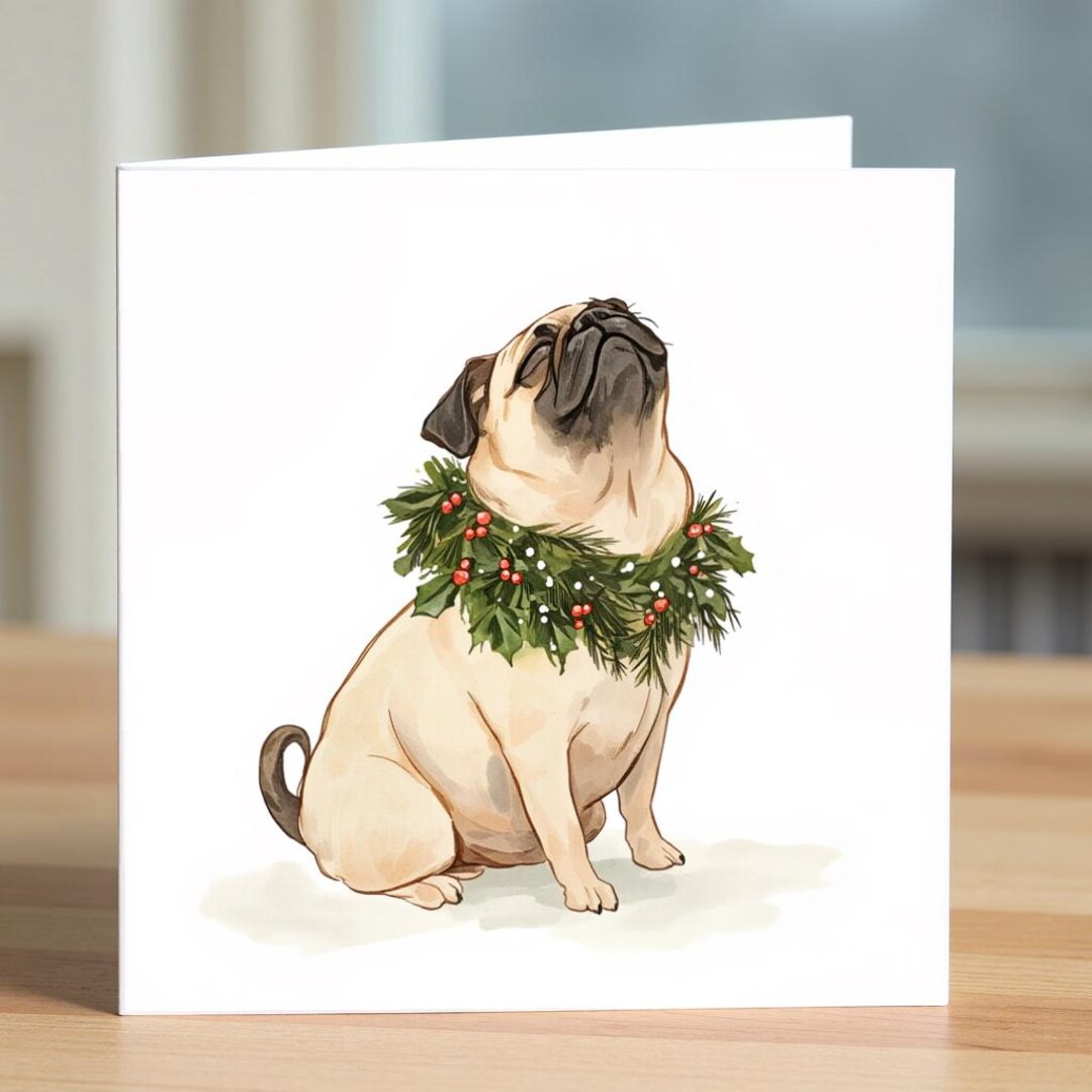 Funny Pug Christmas Card: "happy Howlidays" Festive Dog Wreath - Etsy