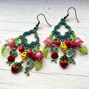 Skeleton Dance Party Earrings Mexican Day of the Dead Traditional Jewelry
